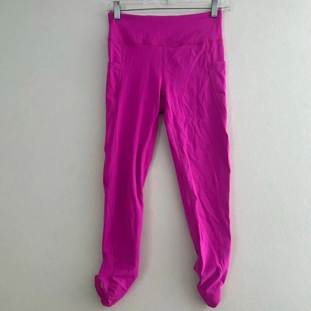 Free People Movement Pink Stirrup Leggings High Rise Pocket Yoga Pants